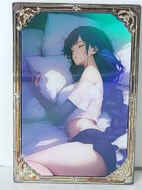 Raiden Shogun Sleeping Waifu Anime Trading Card SIlver Metal 4"x5.75" With Box